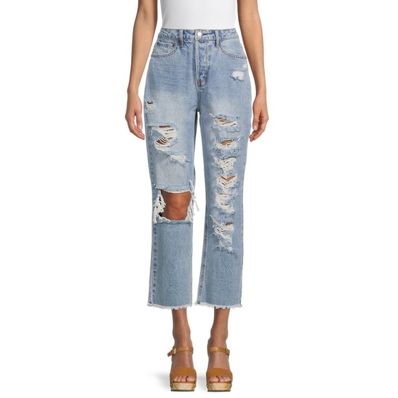 Vanilla Star Denim - Vanilla Star 90s Boyfriend Jeans Distressed High Rise Button Fly Size 13